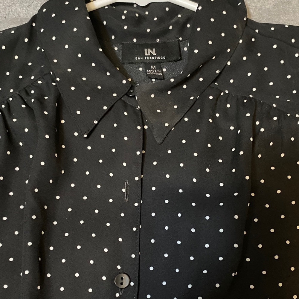 I.N. San Francisco Black and White Polka Dot Top - Picture 4 of 11